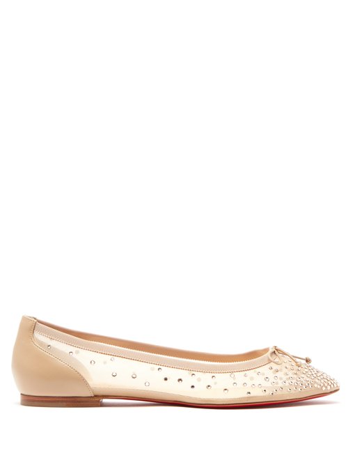 mesh ballet flat with scattered crystals