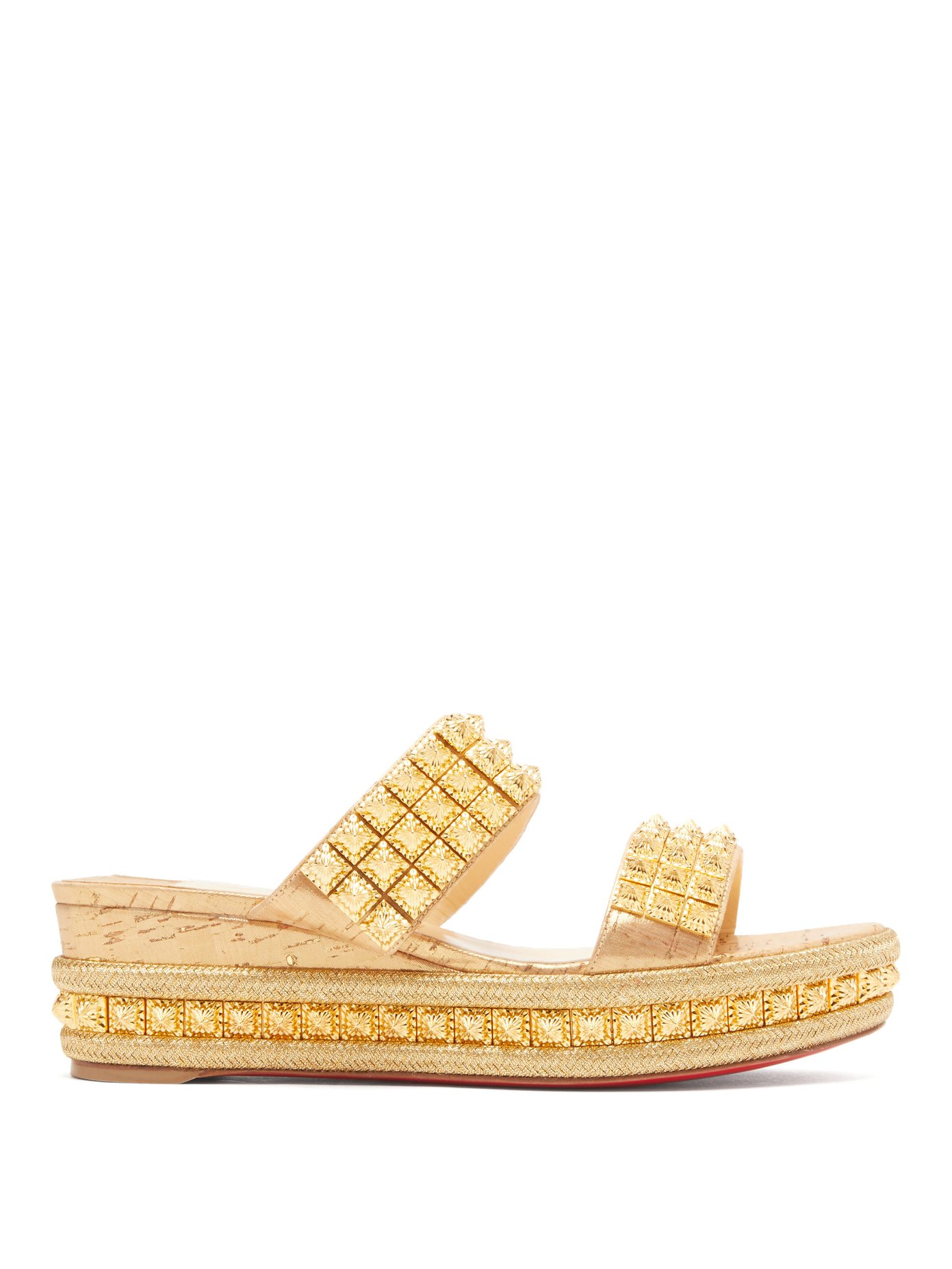 christian louboutin gold wedges