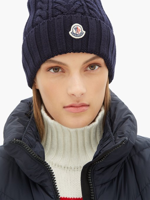 Cable-knit wool beanie hat | Moncler 