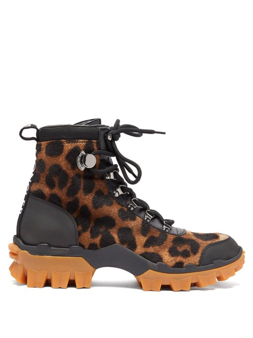 leopard print calf hair booties