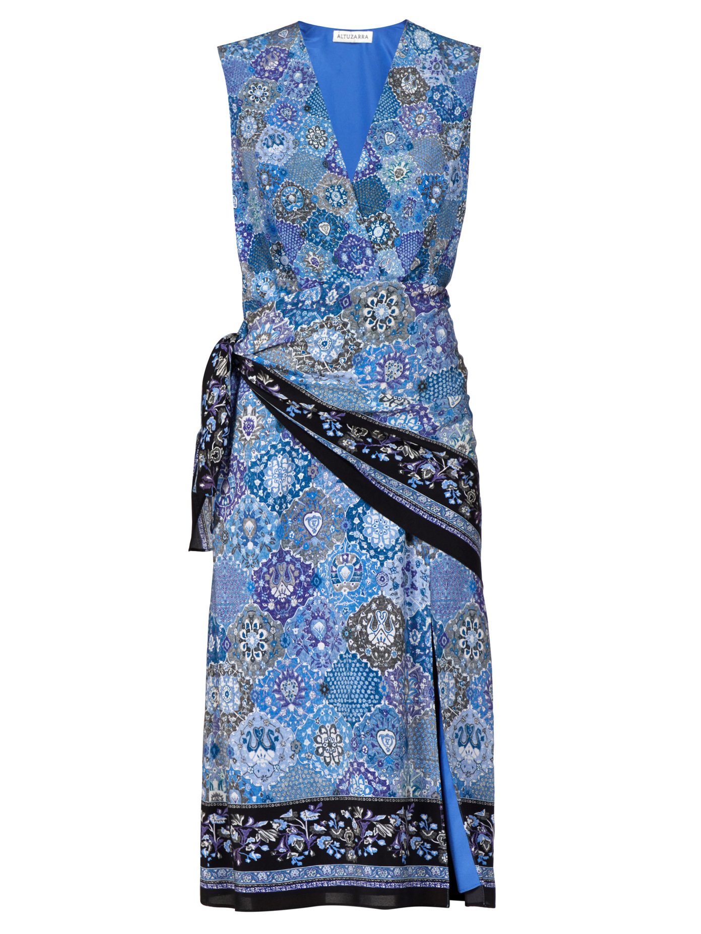 blue silk wrap dress
