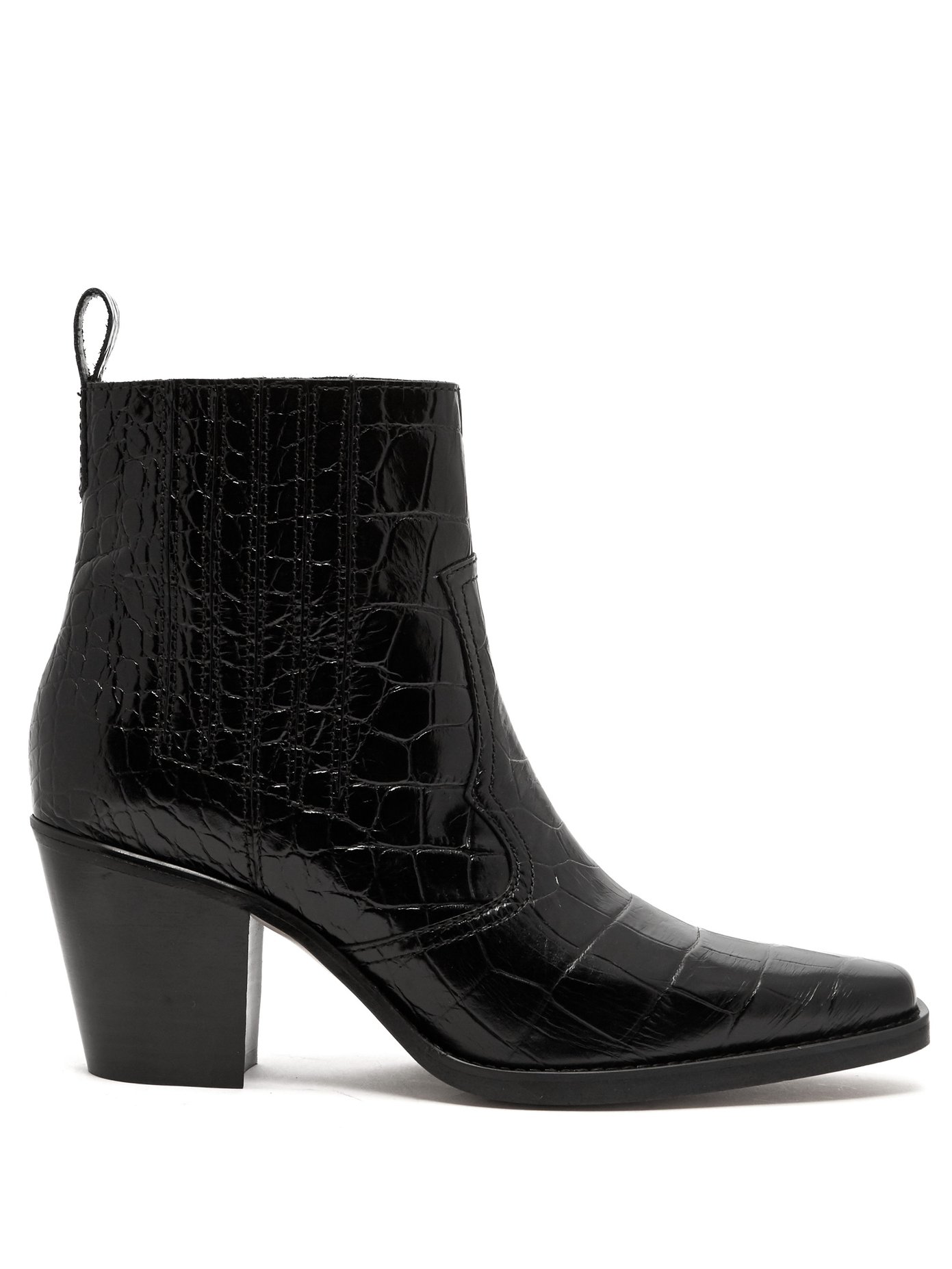 Crocodile-effect leather Western boots 