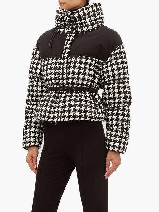 Cropped houndstooth down jacket 