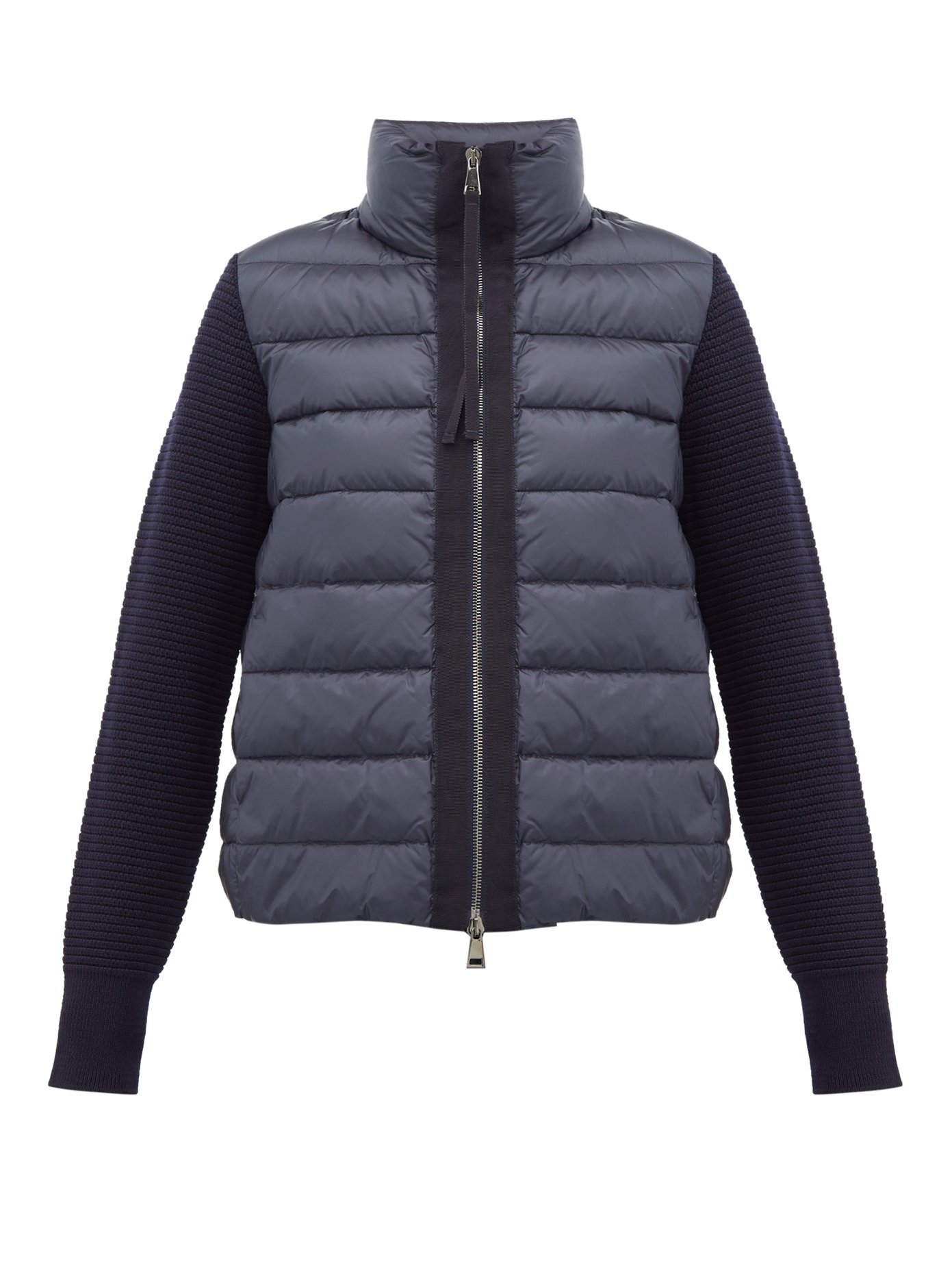 Knitted-sleeve quilted-down jacket 