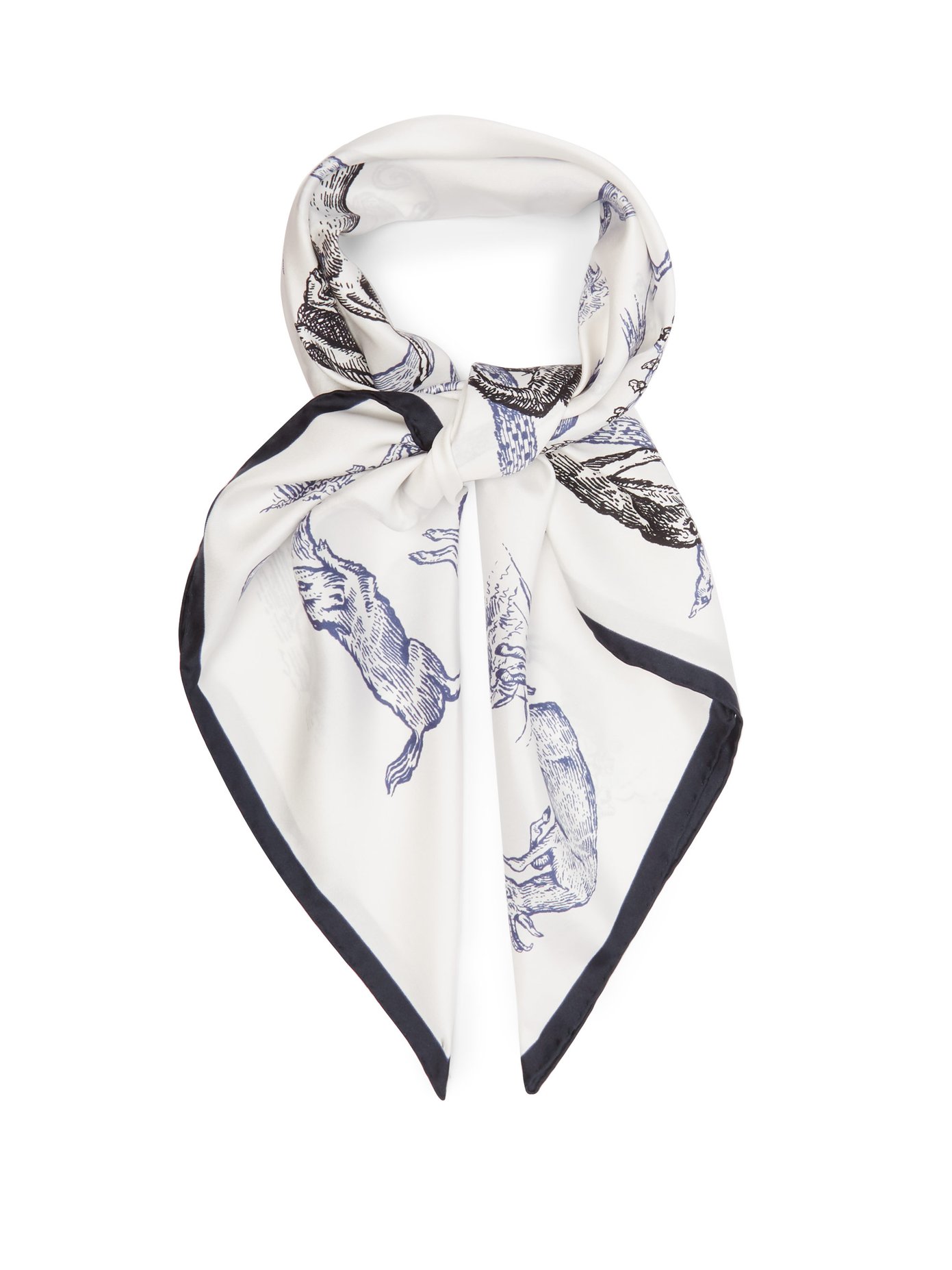 Animal alphabet-print silk scarf 
