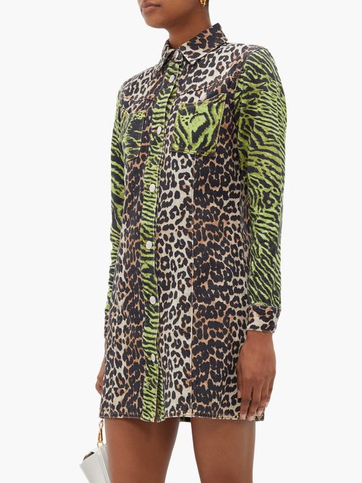 denim leopard print dress