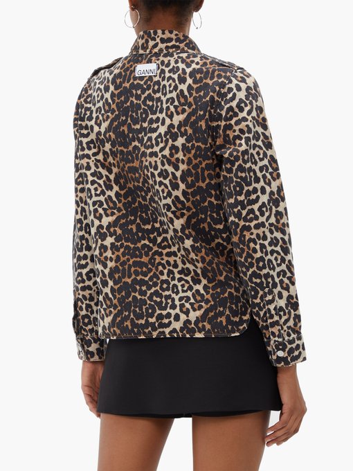 Leopard-print cotton-denim shirt | Ganni | MATCHESFASHION US