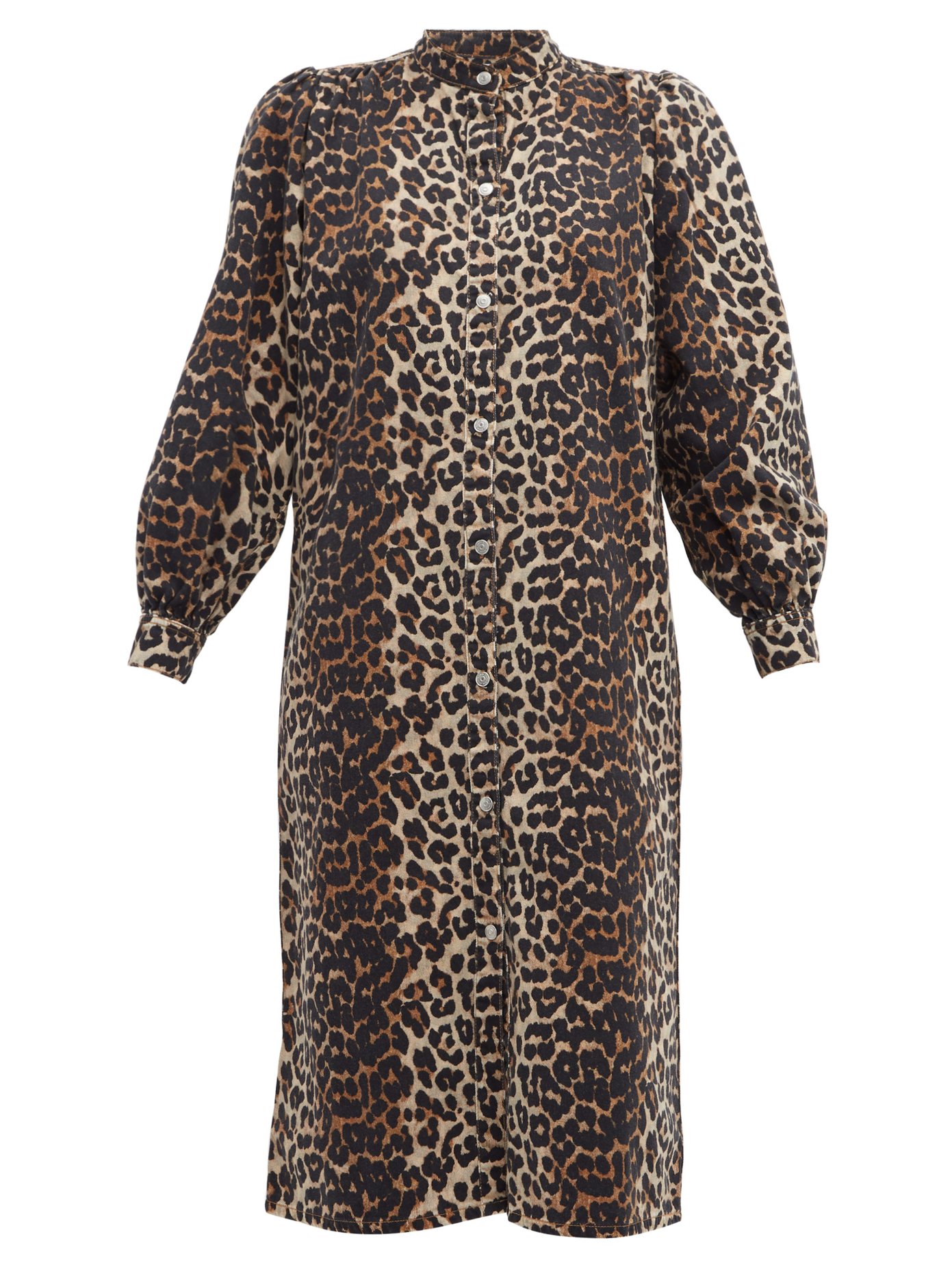 ganni blue leopard print dress