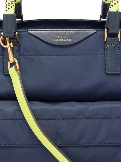 nylon tote with leather handles