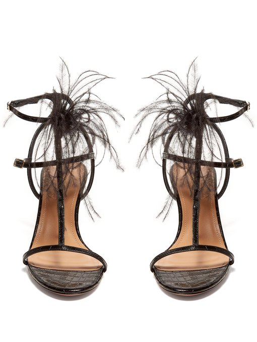 aquazzura feather heels