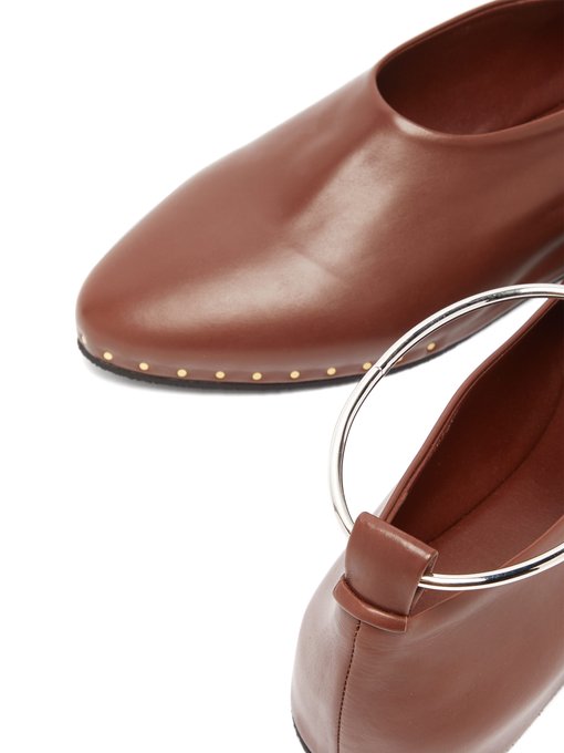 Studded almond-toe leather pumps | Jil 