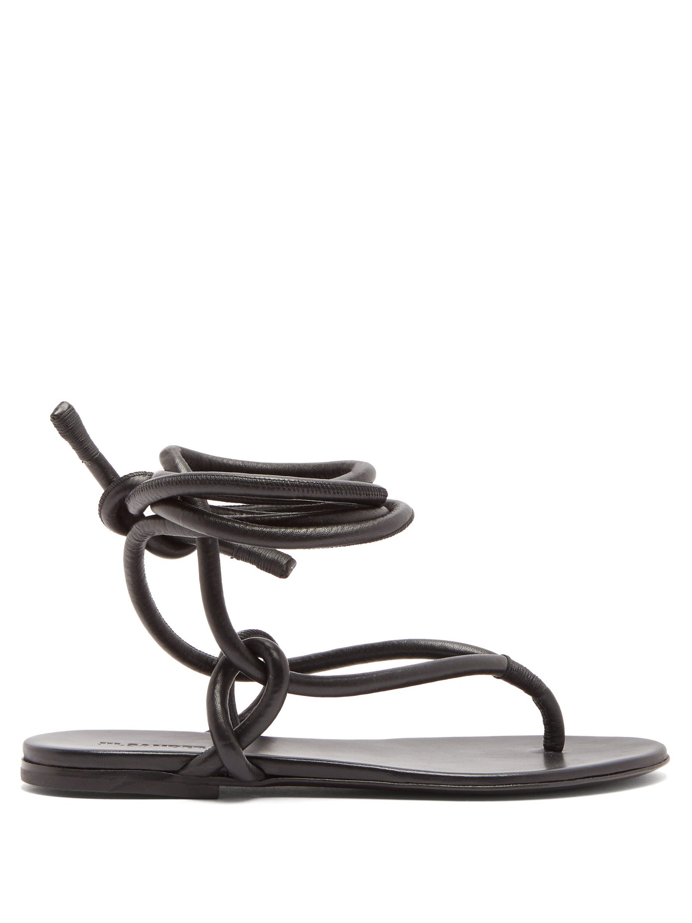 Wraparound ankle strap leather sandals 