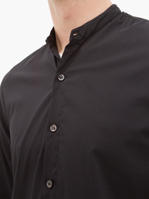 Grandad-collar cotton-blend shirt 