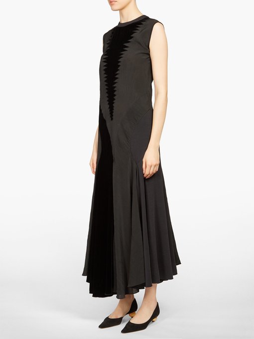 Velvet-panelled crepe maxi dress | Loewe | MATCHESFASHION UK