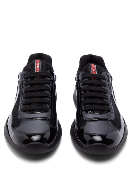 black patent leather prada sneakers