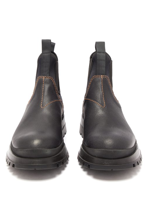 prada black leather chelsea boots