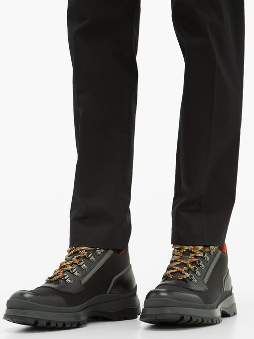 Brixxen leather lace-up boots | Prada 