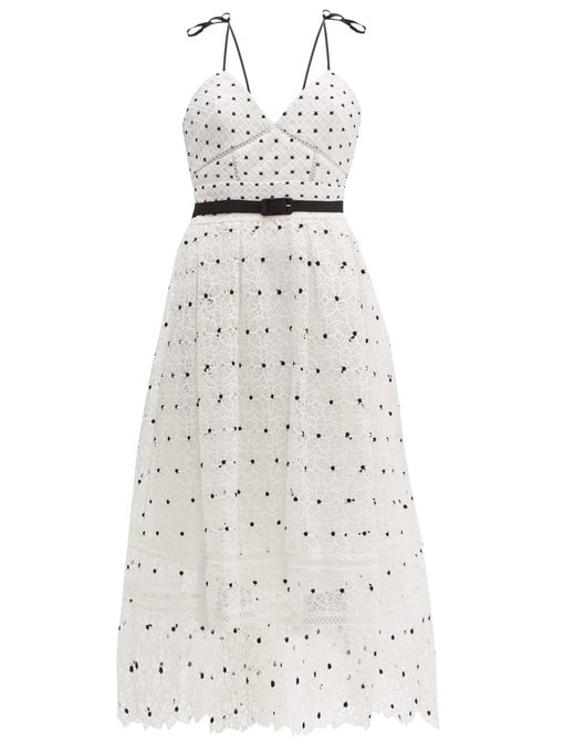 white lace polka dot dress