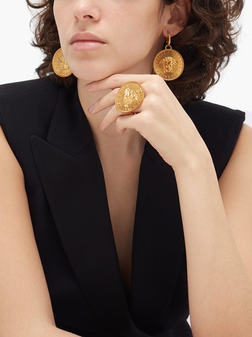 versace medusa coin earrings