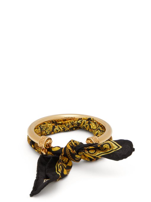 Silk scarf-trimmed gold-tone bangle | Versace | MATCHESFASHION US