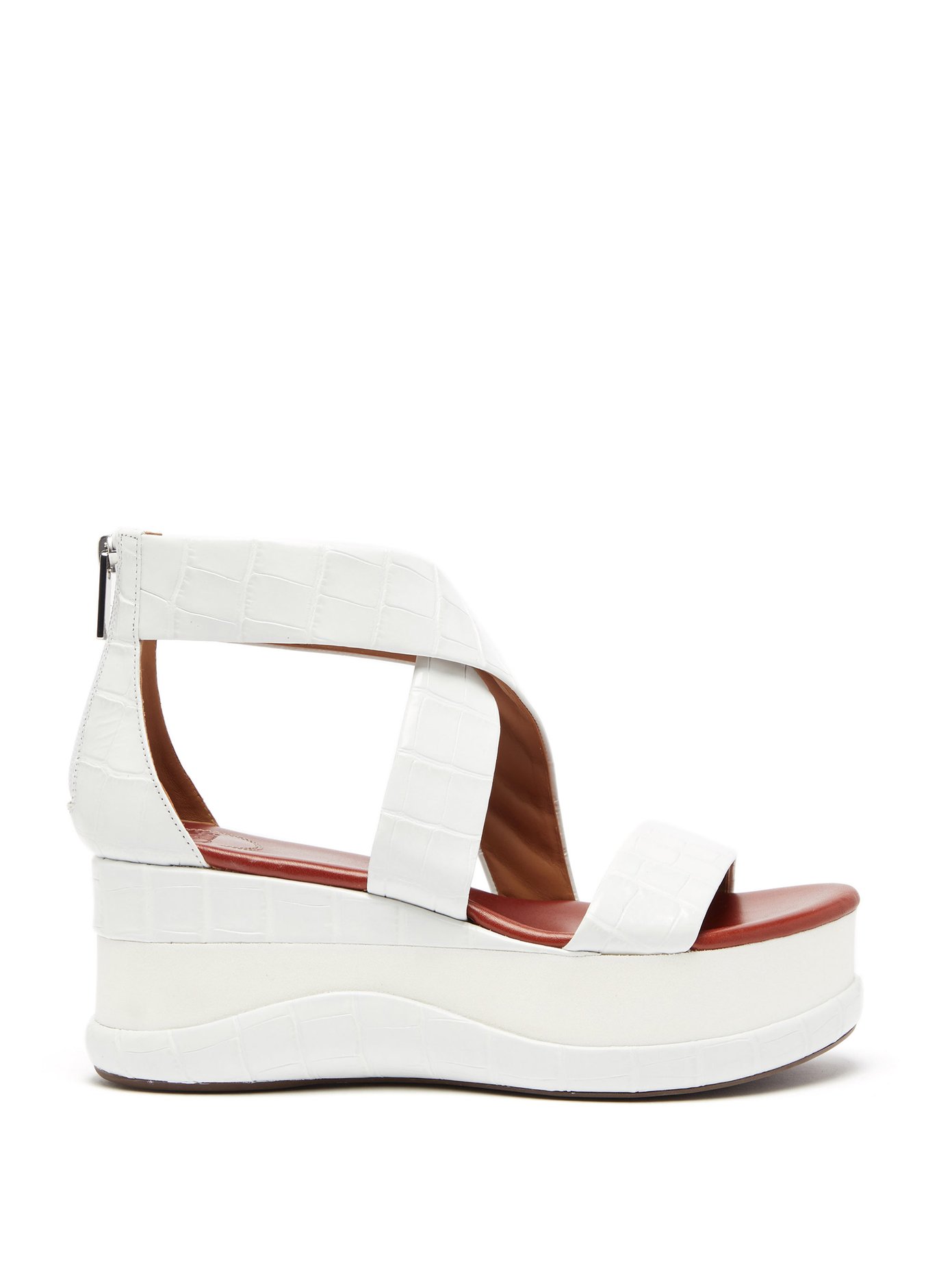 white croc faux leather flatform sandal