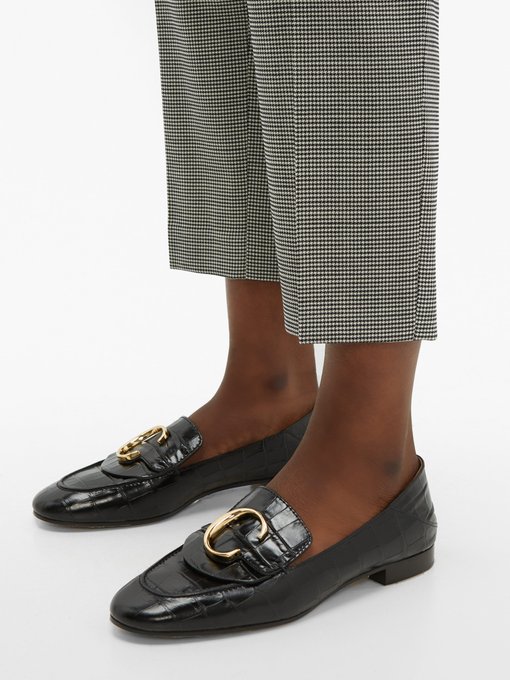 The C crocodile-effect leather loafers 
