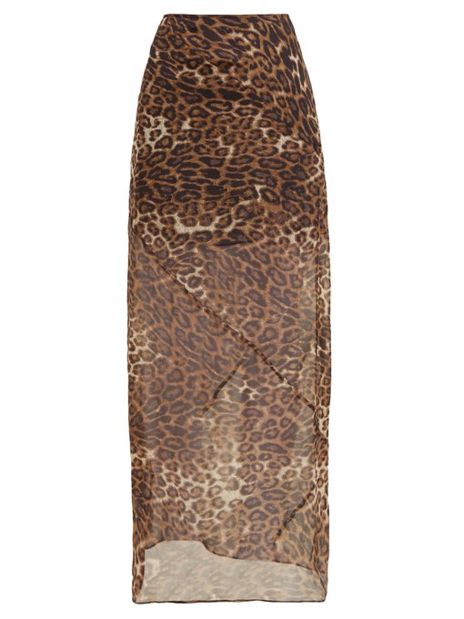 leopard print chiffon skirt