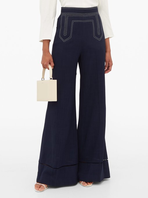 Vera contrast-stitch wide-leg trousers | Khaite | MATCHESFASHION UK