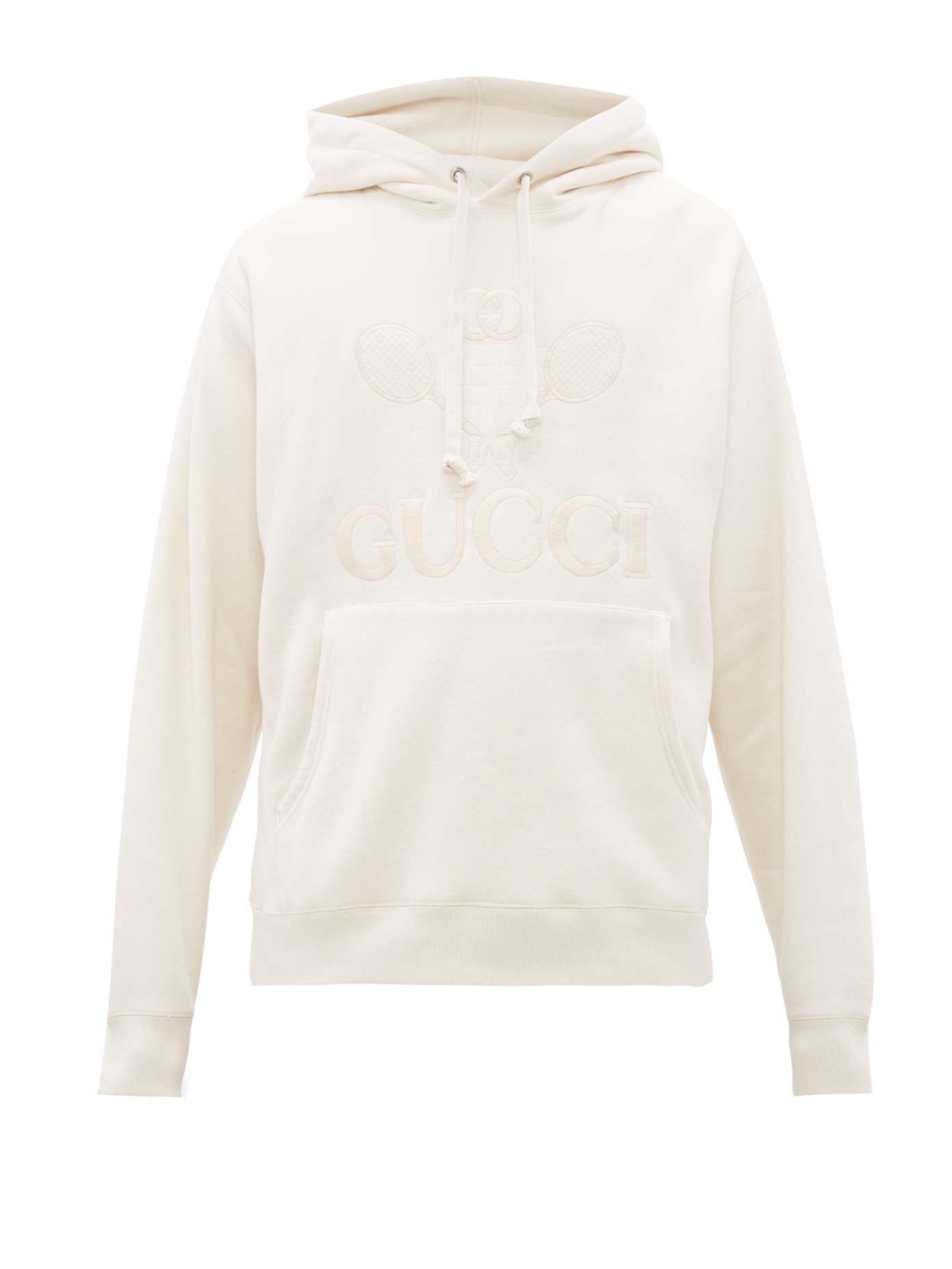 Tennis-embroidered cotton hooded 