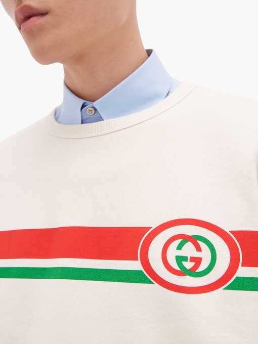 cotton sweatshirt with gucci stripe