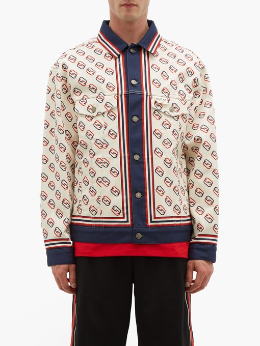 GG-print denim jacket | Gucci 