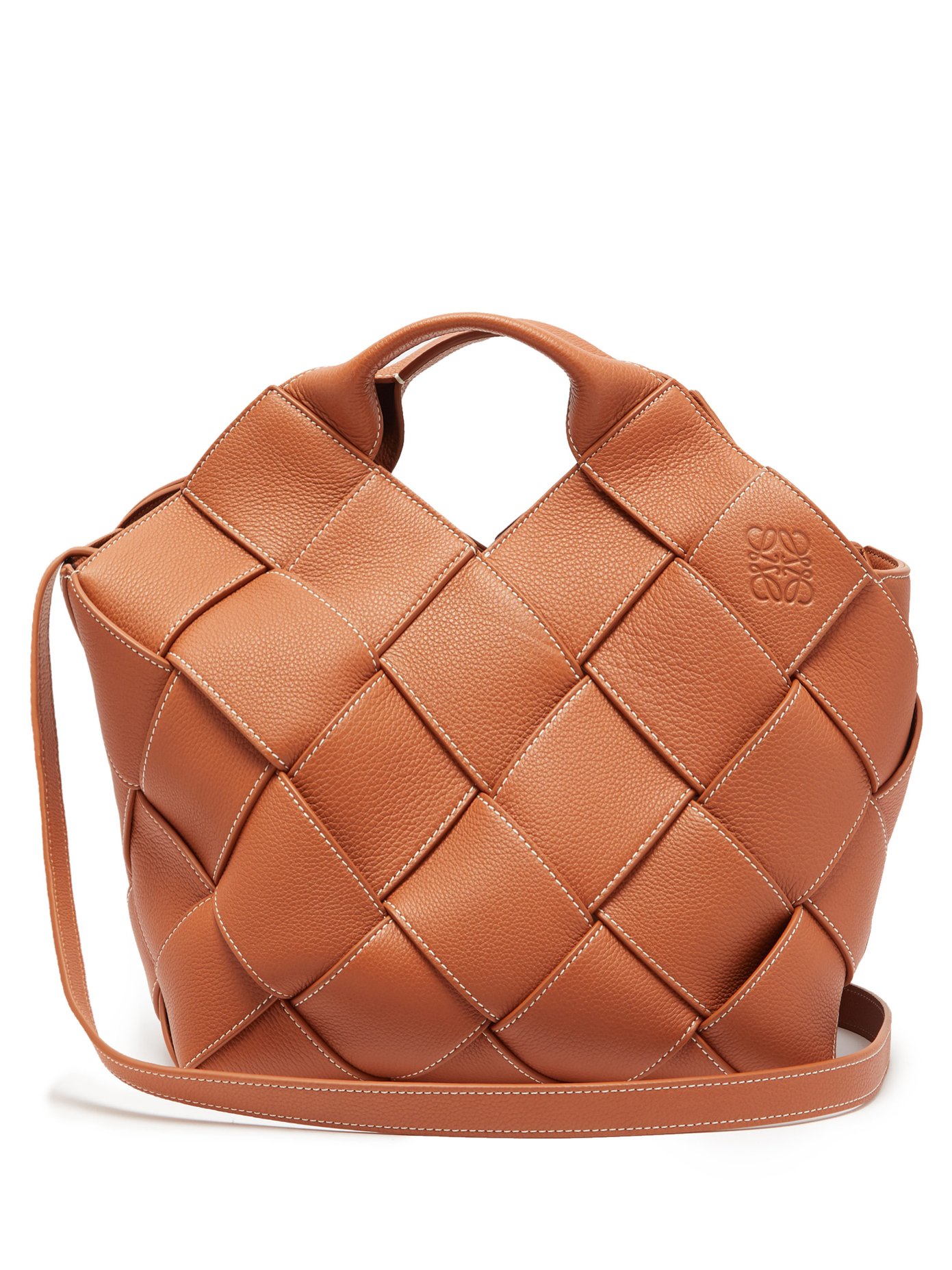 Anagram small woven-leather tote bag 