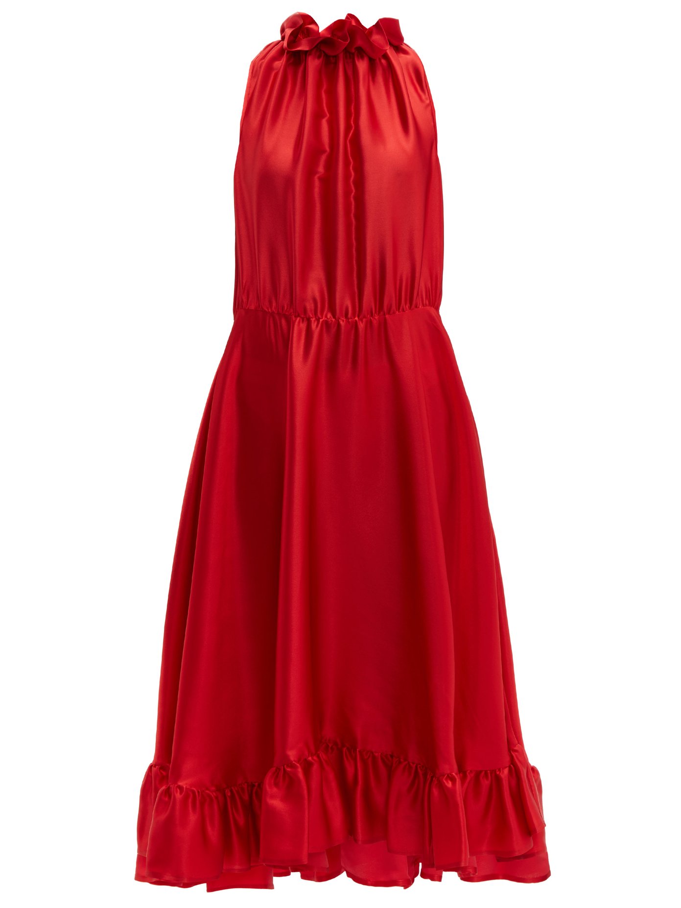 msgm red ruffle dress