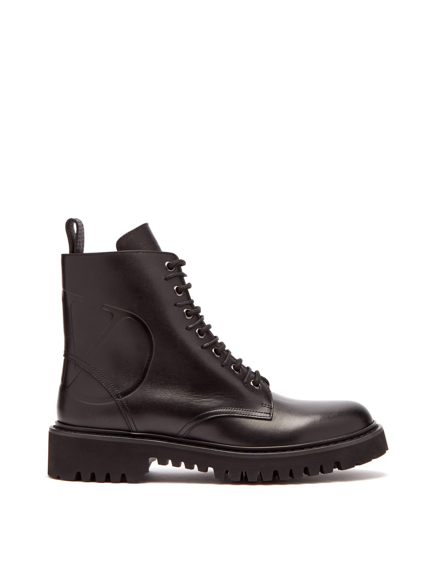 V-Logo lace-up leather boots