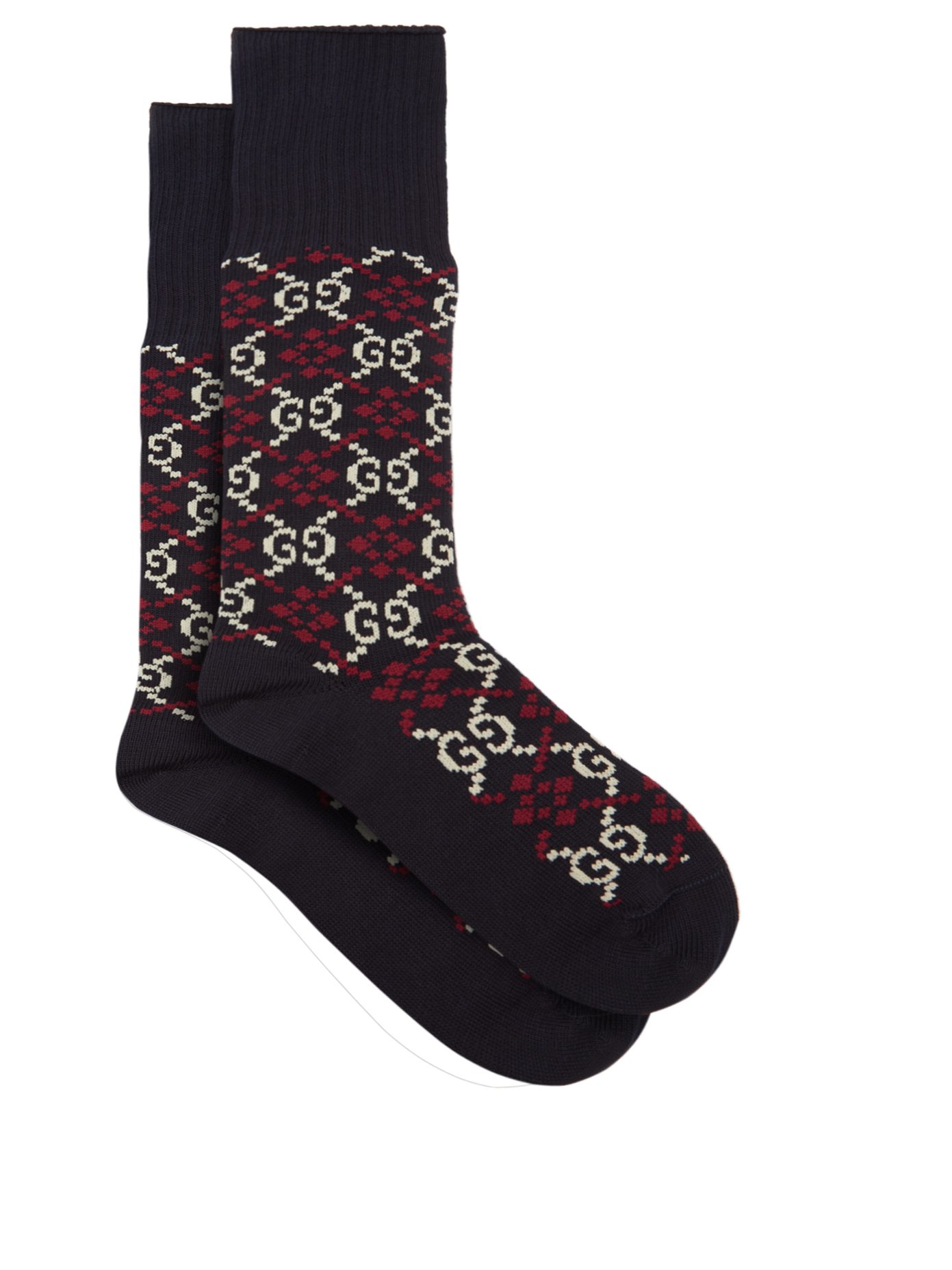 GG-intarsia cotton-blend socks | Gucci 