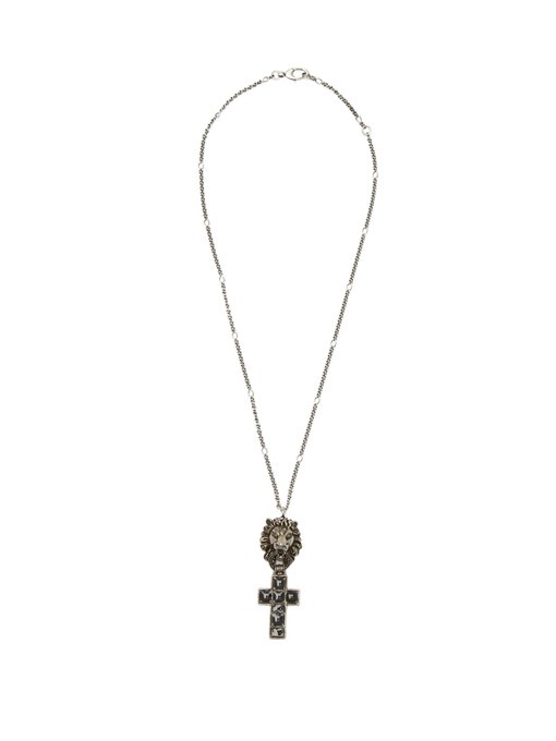 Lion and cross pendant necklace | Gucci 