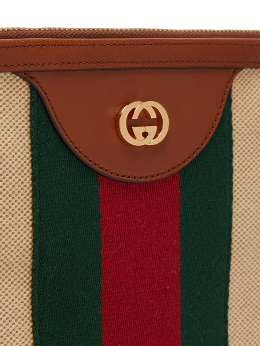 gucci stripe leather pouch