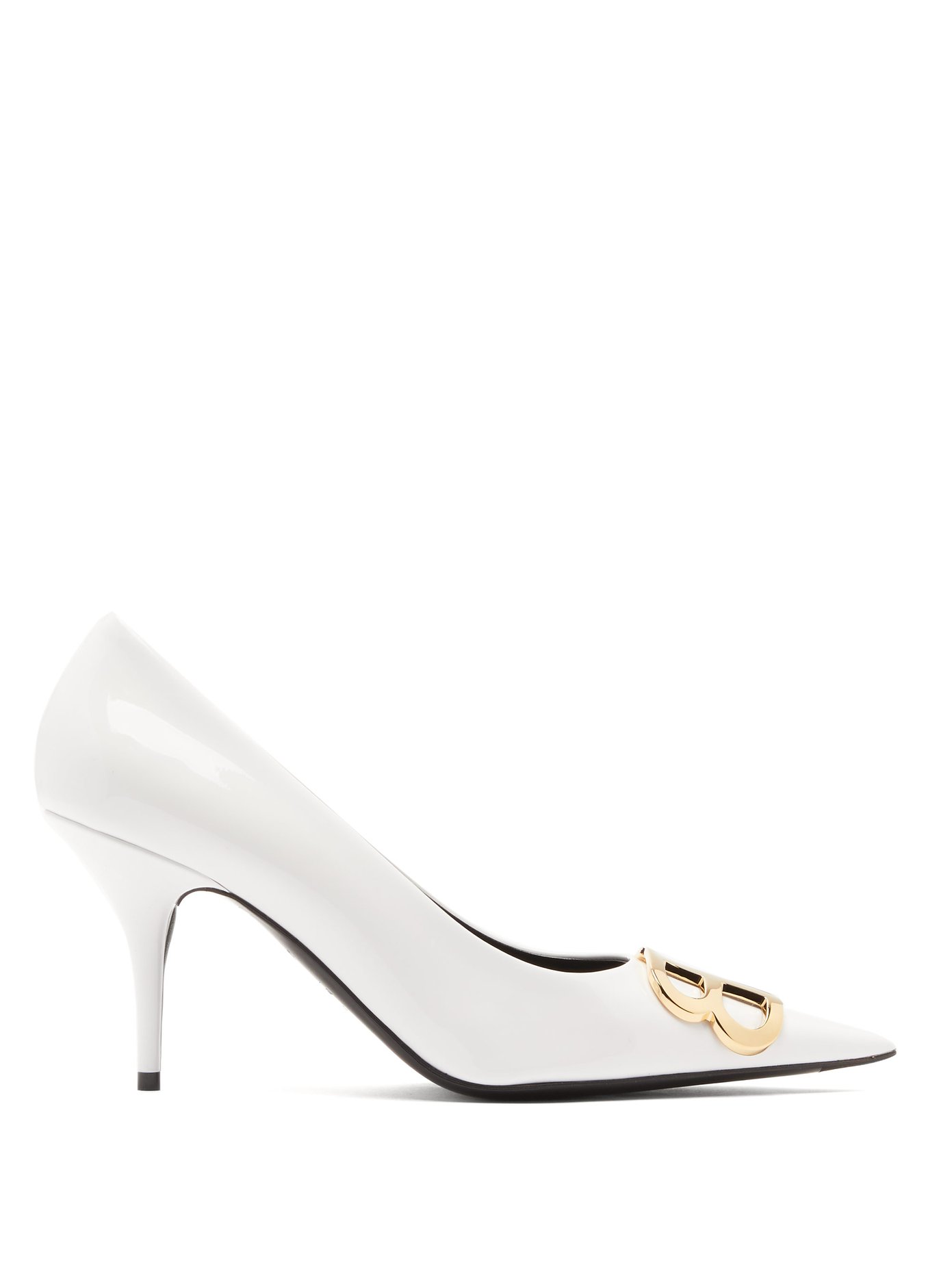 BB-logo point-toe patent-leather pumps 