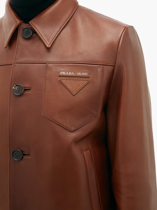 Logo-print leather jacket | Prada 