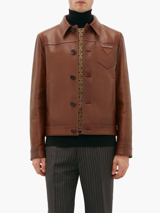 prada brown leather jacket