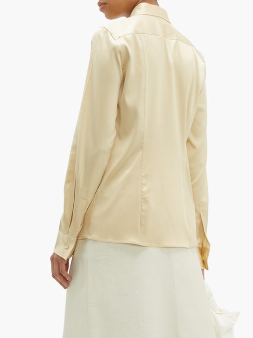 Point-collar silk-blend charmeuse shirt | Bottega Veneta ...