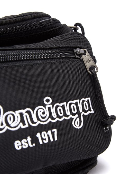balenciaga logo embroidered belt bag