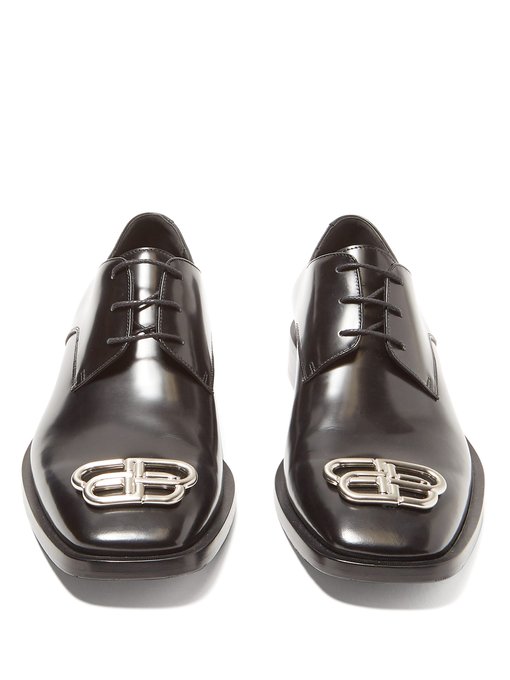 BB-logo square-toe leather derby shoes 