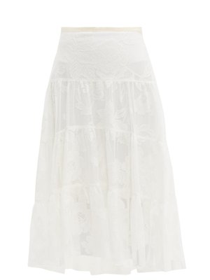 Floral-embroidered tiered mesh skirt | See By Chloé | MATCHESFASHION US