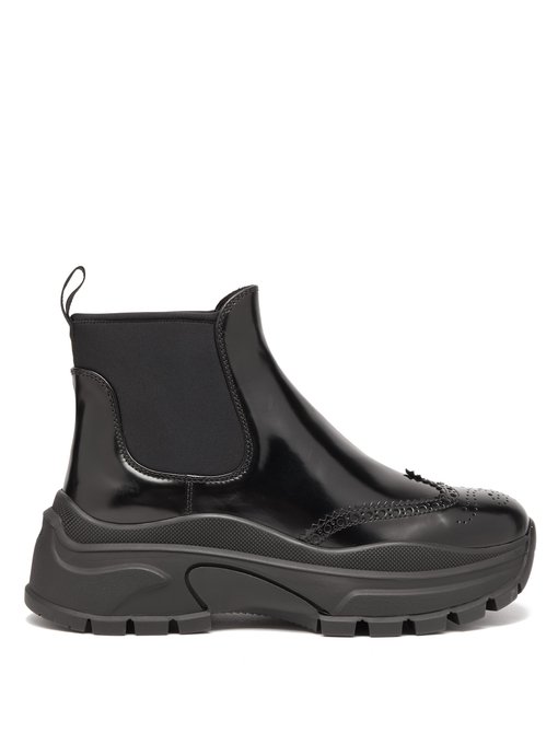 Chunky-sole patent-leather ankle boots 