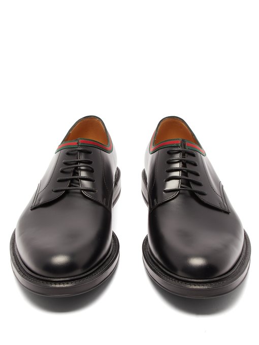 Beyond Web-stripe leather derby shoes 