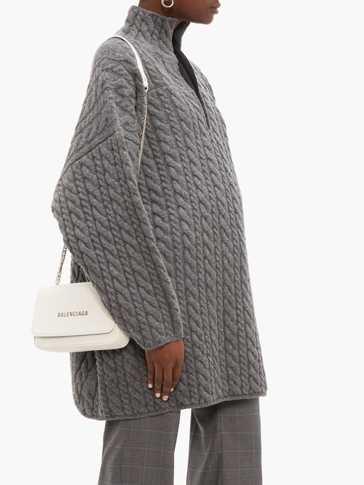 Oversized cable-knit wool sweater 