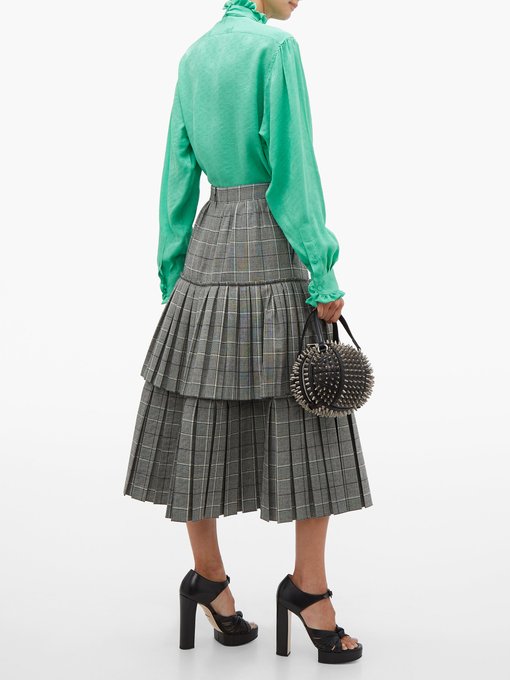 Prince of Wales-check pleated tiered wool skirt | Gucci | MATCHESFASHION UK