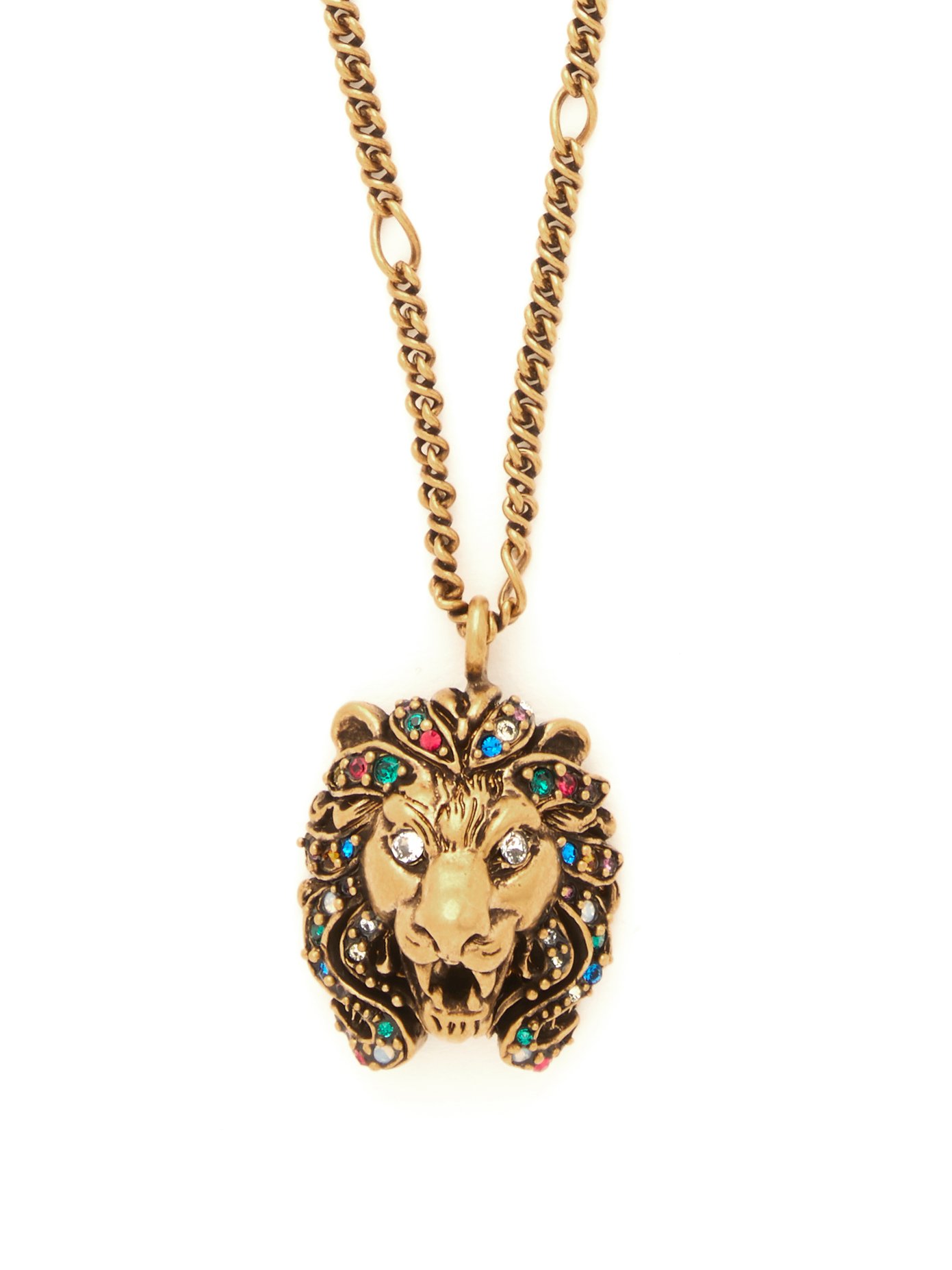gucci lion head necklace with crystal