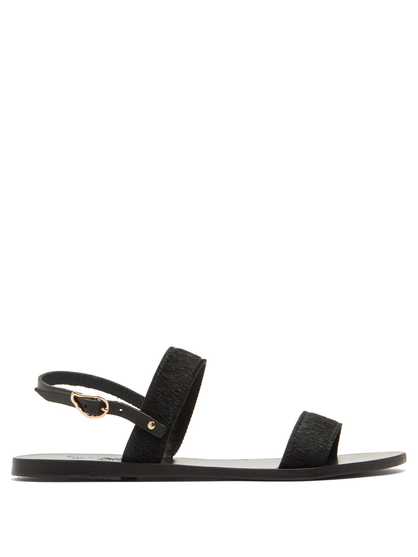Clio leather and pony hair sandals 